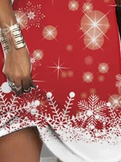 Women's Christmas Hoodie Dress Winter Dress Mini Dress Blue Wine Long Sleeve Snowflake Print Winter Fall Hooded Vacation Casual 2022 S M L XL XXL 3XL -Tesla Style dlaxeq1666927692352