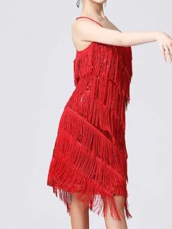 Women's Party Dress Fringe Dress Sequin Dress Midi Dress Silver Black White Sleeveless Pure Color Sequins Summer Spring Fall Spaghetti Strap Fashion Party Vacation Summer Dress 2022 S M L XL XXL 3XL -Tesla Style dmhpzi1639557636281