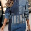 Women's Casual Dress Sweatshirt Dress Winter Dress Geometric Color Block Print Crew Neck Mini Dress Fashion Streetwear Outdoor Daily Long Sleeve Loose Fit Blue Fall Winter S M L XL XXL