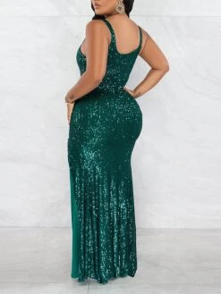 Women‘s Prom Dress Party Dress Sequin Dress Black Dress Midi Dress Red Gold Sleeveless Pure Color Sparkly Glitter Sequins Fall Winter Autumn Spaghetti Strap Fashion Winter Dress Wedding Guest -Tesla Style dndulz1693296795592