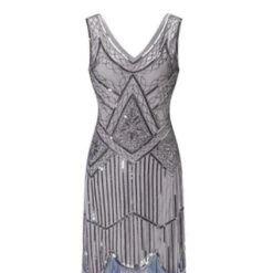 Women‘s Halloween Dress Party Dress Fringe Dress Knee Length Dress Black Gold Sapphire Silver Gray Khaki Green White Black Red Sleeveless Geometric Abstract Sequins Tassel Fringe Spring U Neck Elegant -Tesla Style doiyem1630487183133