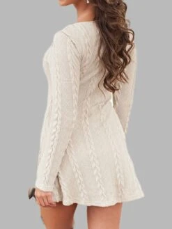 Women's Sweater Dress Jumper Dress Casual Dress Mini Dress Fashion Pure Color Outdoor Daily Going Out Crew Neck Long Sleeve 2023 Regular Fit Black White Wine S M L XL XXL -Tesla Style dozlqf1696434457587