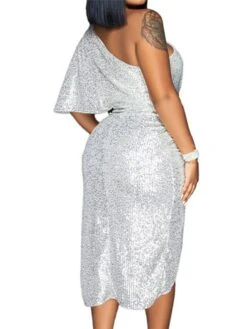 Women's Cocktail Party Dress Sequin Dress Bodycon Midi Dress Black Silver Red Half Sleeve Pure Color Sequins Spring One Shoulder S M L XL 24 Women's Cocktail Party Dress Sequin Dress Bodycon Midi Dress Black Silver Red Half Sleeve Pure Color Sequins Spring One Shoulder S M L XL -Tesla Style dpndhi1639564568454