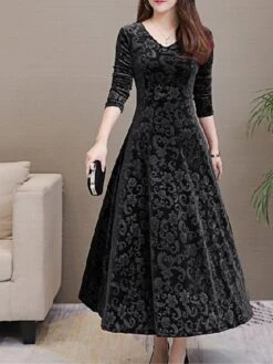 Women's Party Dress Velvet Dress Swing Dress Midi Dress Black Red Green Long Sleeve Floral Jacquard Spring Fall Winter V Neck Fashion Winter Dress Wedding Guest Vacation Slim 2023 M L XL XXL 3XL 13 Women's Party Dress Velvet Dress Swing Dress Midi Dress Black Red Green Long Sleeve Floral Jacquard Spring Fall Winter V Neck Fashion Winter Dress Wedding Guest Vacation Slim 2023 M L XL XXL 3XL -Tesla Style dqgimz1630489604576