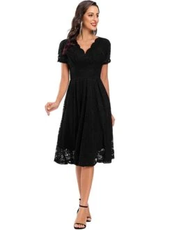 Women's Party Dress Lace Dress Homecoming Dress Midi Dress Black Pink Wine Short Sleeve Pure Color Lace Summer Spring Fall V Neck Fashion Evening Party Wedding Guest Fall Dress 2023 S M L XL 23 Women's Party Dress Lace Dress Homecoming Dress Midi Dress Black Pink Wine Short Sleeve Pure Color Lace Summer Spring Fall V Neck Fashion Evening Party Wedding Guest Fall Dress 2023 S M L XL -Tesla Style dqnjno1678263182797