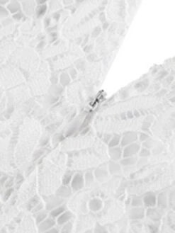 Women's Party Dress Lace Dress Homecoming Dress Midi Dress White Short Sleeve Pure Color Lace Summer Spring V Neck Stylish Party Wedding Guest Spring Dress 2023 S M L XL XXL 3XL -Tesla Style dqssoz1660535343971