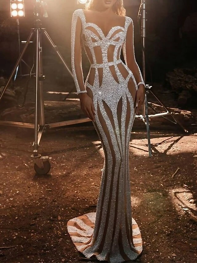 Women‘s Formal Party Dress Sequin Dress Long Dress Maxi Dress Silver Long Sleeve Pure Color Sequins Winter Fall Crew Neck Stylish Hot Fall Dress S M L XL XXL / Winter Dress 3 Women‘s Formal Party Dress Sequin Dress Long Dress Maxi Dress Silver Long Sleeve Pure Color Sequins Winter Fall Crew Neck Stylish Hot Fall Dress S M L XL XXL / Winter Dress