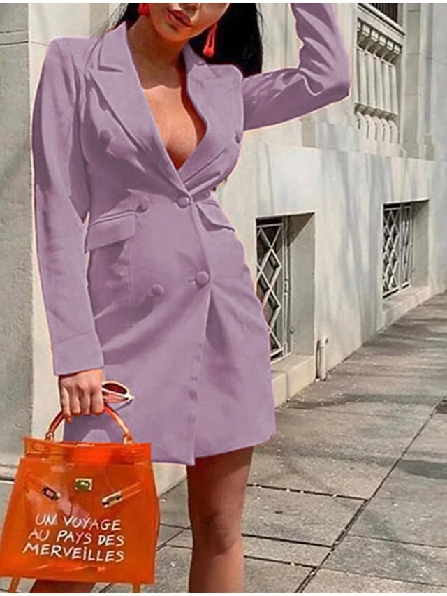 Women‘s Work Dress Blazer Dress And Jacket Set Party Dress Mini Dress Black Dark Green Purple Long Sleeve Pure Color Button Fall Winter Autumn Shirt Collar Stylish Winter Dress Fall Dress 2023 13 Women‘s Work Dress Blazer Dress And Jacket Set Party Dress Mini Dress Black Dark Green Purple Long Sleeve Pure Color Button Fall Winter Autumn Shirt Collar Stylish Winter Dress Fall Dress 2023 - Image 11