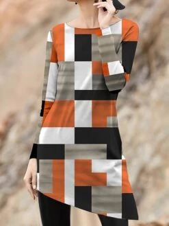 Women's Work Dress Casual Dress Fashion Winter Dress Daily Mini Dress Print Crew Neck Long Sleeve Plaid Stripe Regular Fit Yellow Royal Blue Blue Fall Winter S M L XL XXL -Tesla Style drghmy1694490788218