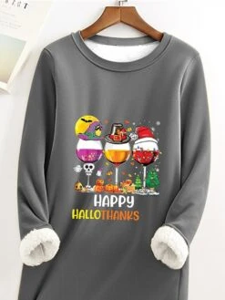 Women's Christmas Dress Sweatshirt Dress Mini Dress Warm Fashion Outdoor Christmas Vacation Crew Neck Print Letter Christmas Hat Loose Fit Gray S M L XL XXL -Tesla Style drwfjj1697802808907