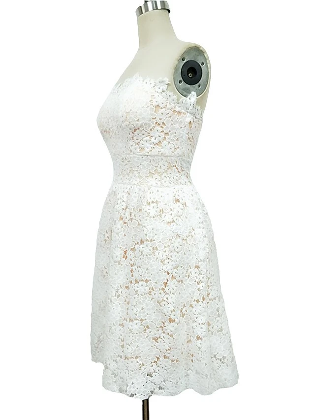 Women‘s Semi Formal Party Dress Homecoming Dress A Line Dress Mini Dress White Sleeveless Pure Color Lace Spring Summer Strapless Wedding Wedding Guest Slim 2023 S M L XL 6 Women‘s Semi Formal Party Dress Homecoming Dress A Line Dress Mini Dress White Sleeveless Pure Color Lace Spring Summer Strapless Wedding Wedding Guest Slim 2023 S M L XL - Image 4