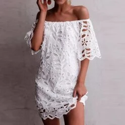 Women‘s Party Dress Wedding Guest Dress Shift Dress White Dress Mini Dress White Half Sleeve Pure Color Lace Fall Spring Autumn Off Shoulder Elegant 2023 S M L XL XXL 14 Women‘s Party Dress Wedding Guest Dress Shift Dress White Dress Mini Dress White Half Sleeve Pure Color Lace Fall Spring Autumn Off Shoulder Elegant 2023 S M L XL XXL -Tesla Style dsutoi1627286004675
