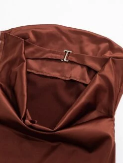 Women‘s Prom Party Dress Wedding Guest Stain Maxi Long Dress Pink Yellow Brown Sleeveless Pure Color Backless Spring Summer Strapless Sexy Mature Party Slim 2023 S M L -Tesla Style dunpdp1657621992799