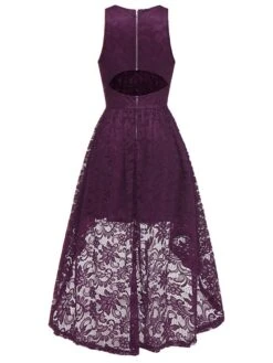 Women's Prom Dress Party Dress Wedding Guest Dress Long Dress Maxi Dress Wine Purple Sleeveless Pure Color Lace Spring Fall Winter Halter Neck Fashion Winter Dress Evening Party Wedding Guest 2023 S -Tesla Style dwpofi1692179382930