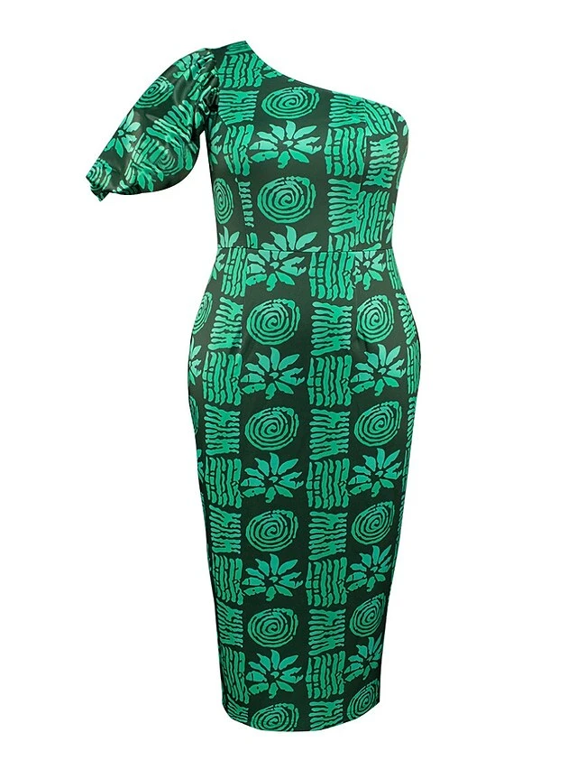 Women's Prom Dress Party Dress Wedding Guest Dress Long Dress Maxi Dress Green Half Sleeve Floral Print Summer Spring Fall One Shoulder Fashion Evening Party Wedding Guest Vacation 2023 S M L XL XXL 4 Women's Prom Dress Party Dress Wedding Guest Dress Long Dress Maxi Dress Green Half Sleeve Floral Print Summer Spring Fall One Shoulder Fashion Evening Party Wedding Guest Vacation 2023 S M L XL XXL - Image 2