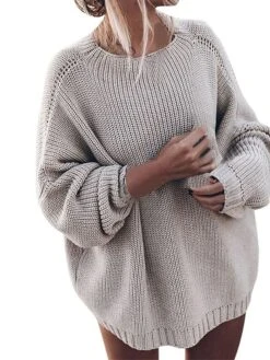 Women's Sweater Dress Jumper Dress Knit Dress Mini Dress Warm Pure Color Outdoor Casual Going Out Crew Neck Long Sleeve 2023 Loose Fit Black Pink Red S M L XL -Tesla Style dzasac1694166179691