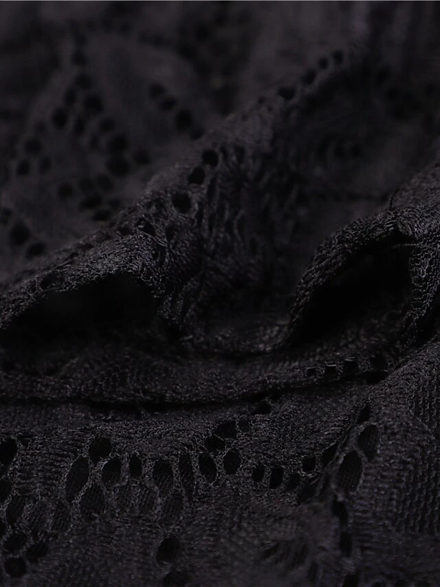 Women‘s Party Dress Wedding Guest Dress Lace Dress Dress Knee Length Dress Black Wine Navy Blue Long Sleeve Pure Color Lace Winter Fall Spring V Neck Elegant Winter Dress Office 2023 S M L XL XXL 3XL 6 Women‘s Party Dress Wedding Guest Dress Lace Dress Dress Knee Length Dress Black Wine Navy Blue Long Sleeve Pure Color Lace Winter Fall Spring V Neck Elegant Winter Dress Office 2023 S M L XL XXL 3XL - Image 4