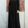 Women's Work Dress Swing Dress Black Dress Classic Long Dress Maxi Dress Zipper Pocket Stand Collar Long Sleeve Plain Loose Fit Black Brown Green Fall Winter S M L XL XXL -Tesla Style dzqaow1693300600181