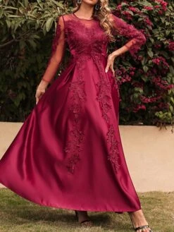 Women's Prom Dress Party Dress Lace Dress Long Dress Maxi Dress Red 3/4 Length Sleeve Pure Color Lace Spring Fall Winter Crew Neck Fashion Party Winter Dress Birthday 2023 S M L XL XXL 13 Women's Prom Dress Party Dress Lace Dress Long Dress Maxi Dress Red 3/4 Length Sleeve Pure Color Lace Spring Fall Winter Crew Neck Fashion Party Winter Dress Birthday 2023 S M L XL XXL -Tesla Style dzwjfp1654751842703