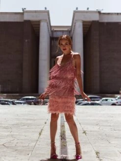 Women‘s Party Dress Fringe Dress Sequin Dress Mini Dress White Pink Blue Sleeveless Pure Color Sequins Winter Fall Summer Spaghetti Strap Party Party Weekend 2023 S M L XL XXL -Tesla Style eaeefw1690185793462