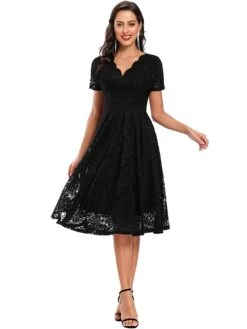 Women's Party Dress Lace Dress Homecoming Dress Midi Dress Black Pink Wine Short Sleeve Pure Color Lace Summer Spring Fall V Neck Fashion Evening Party Wedding Guest Fall Dress 2023 S M L XL 22 Women's Party Dress Lace Dress Homecoming Dress Midi Dress Black Pink Wine Short Sleeve Pure Color Lace Summer Spring Fall V Neck Fashion Evening Party Wedding Guest Fall Dress 2023 S M L XL -Tesla Style ebwaiz1678263180501