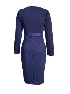 Women's Work Dress Casual Dress Sheath Dress Fashion Office Daily Workfashion Midi Dress Lace Up Ruched V Neck Long Sleeve Plain Regular Fit Red Green Dark Blue Fall Winter S M L XL XXL -Tesla Style ecpohj1695645169298