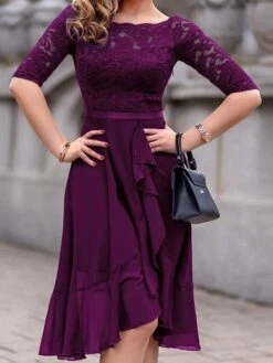 Women's Party Dress Lace Dress Wedding Guest Dress Midi Dress Pink Blue Fuchsia 3/4 Length Sleeve Pure Color Lace Summer Spring Fall Off Shoulder Fashion Birthday Wedding Guest Vacation 2023 S M L XL 18 Women's Party Dress Lace Dress Wedding Guest Dress Midi Dress Pink Blue Fuchsia 3/4 Length Sleeve Pure Color Lace Summer Spring Fall Off Shoulder Fashion Birthday Wedding Guest Vacation 2023 S M L XL -Tesla Style efiicl1679312191434