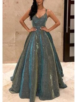 Women's Prom Dress Party Dress Homecoming Dress Long Dress Maxi Dress Silver Green Gray Sleeveless Color Gradient Ruched Summer Spring Fall Spaghetti Strap Fashion Party Birthday Evening Party 2023 S -Tesla Style efkvsm1661322102048