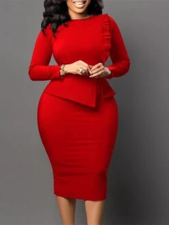 Women's Work Dress Sheath Dress Black Dress Fashion Midi Dress Ruched Split Crew Neck Long Sleeve Plain Regular Fit Black White Red Fall Winter S M L XL XXL 29 Women's Work Dress Sheath Dress Black Dress Fashion Midi Dress Ruched Split Crew Neck Long Sleeve Plain Regular Fit Black White Red Fall Winter S M L XL XXL -Tesla Style eghrnu1693206406236