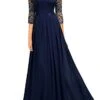 Women's Prom Dress Party Dress Lace Dress Long Dress Maxi Dress Green 3/4 Length Sleeve Pure Color Lace Summer Spring Fall Crew Neck Fashion 2023 XXL -Tesla Style egxcbs1630657930904