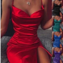 Women's Party Dress Cocktail Dress Satin Dress Mini Dress Red Blue Purple Sleeveless Pure Color Backless Summer Spring Spaghetti Strap Fashion Wedding Guest Vacation Summer Dress 2023 S M L XL 2XL 3XL