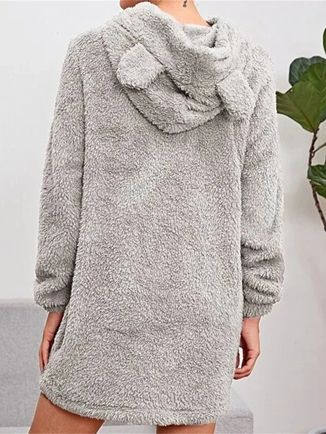 Women's Casual Dress Hoodie Dress Winter Dress Mini Dress Ruched Outdoor Street Daily Fashion Streetwear Hooded Long Sleeve 2023 Loose Fit Pink Khaki Gray Color S M L XL XXL Size 6 Women's Casual Dress Hoodie Dress Winter Dress Mini Dress Ruched Outdoor Street Daily Fashion Streetwear Hooded Long Sleeve 2023 Loose Fit Pink Khaki Gray Color S M L XL XXL Size - Image 4