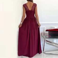Women‘s Party Dress Homecoming Dress Swing Dress Long Dress Maxi Dress Black Purple Pink Sleeveless Pure Color Split Backless Spring Summer V Neck Evening Party 2023 S M L XL XXL -Tesla Style ekrjcb1657163944495