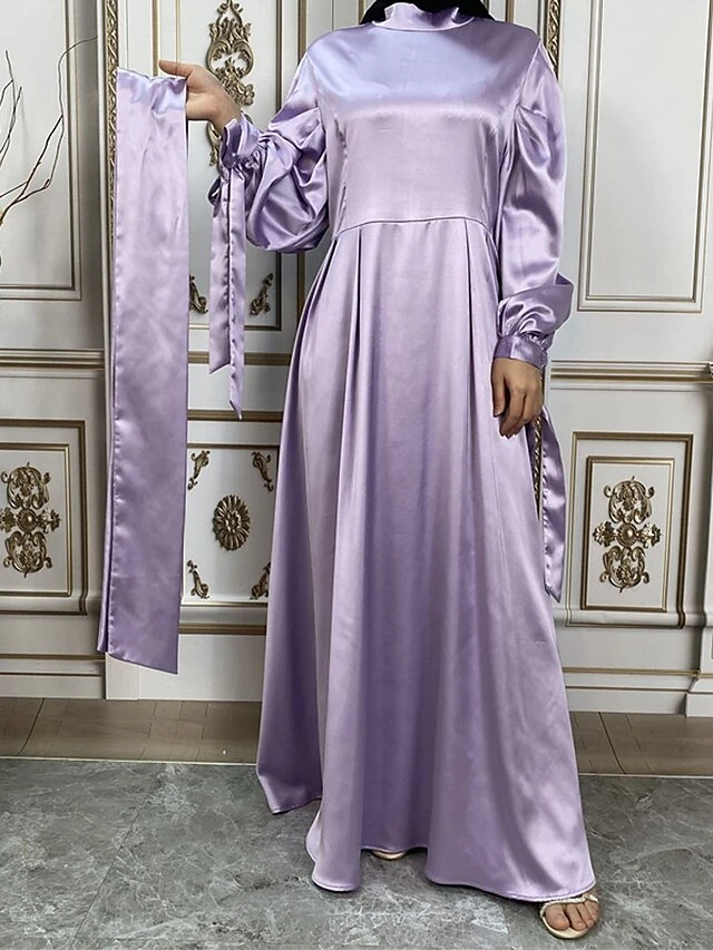 Women's Long Dress Maxi Dress Party Dress Casual Dress Satin Dress Pure Color Fashion Streetwear Outdoor Daily Holiday Lace Up Ruched Long Sleeve Stand Collar Dress Loose Fit Black Royal Blue Purple 11 Women's Long Dress Maxi Dress Party Dress Casual Dress Satin Dress Pure Color Fashion Streetwear Outdoor Daily Holiday Lace Up Ruched Long Sleeve Stand Collar Dress Loose Fit Black Royal Blue Purple - Image 9