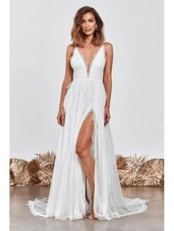 Women's Party Dress Lace Dress Swing Dress White Dress Long Dress Maxi Dress Sleeveless Pure Color Lace Spring Summer Deep V Romantic Party S M L XL -Tesla Style elhydk1683709885586