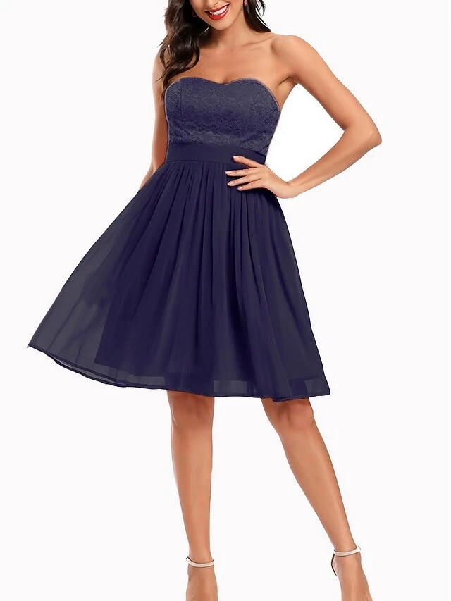 Women's Retro Elegant Homecoming Dress Mini Dress Party Wedding Guest Pleated Zipper Solid Color Strapless Sleeveless Regular Fit Summer Spring 2023 Pink Burgundy S M L XL 3 Women's Retro Elegant Homecoming Dress Mini Dress Party Wedding Guest Pleated Zipper Solid Color Strapless Sleeveless Regular Fit Summer Spring 2023 Pink Burgundy S M L XL