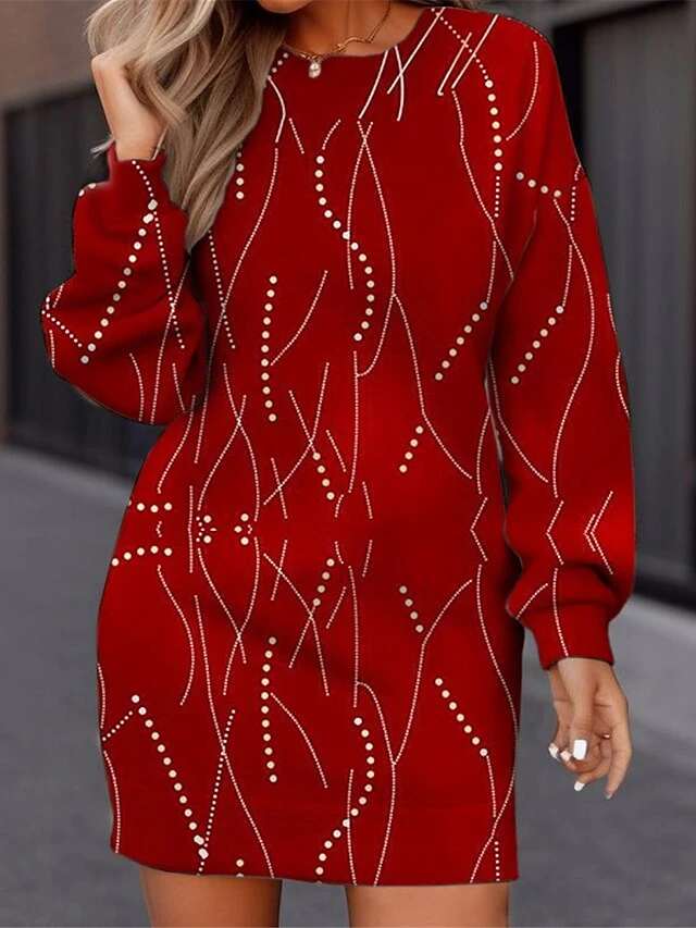 Women's Casual Dress Christmas Dress Sweatshirt Dress Ombre Print Crew Neck Mini Dress Fashion Streetwear Outdoor Christmas Long Sleeve Loose Fit Dark Red Fall Winter S M L XL XXL 3 Women's Casual Dress Christmas Dress Sweatshirt Dress Ombre Print Crew Neck Mini Dress Fashion Streetwear Outdoor Christmas Long Sleeve Loose Fit Dark Red Fall Winter S M L XL XXL