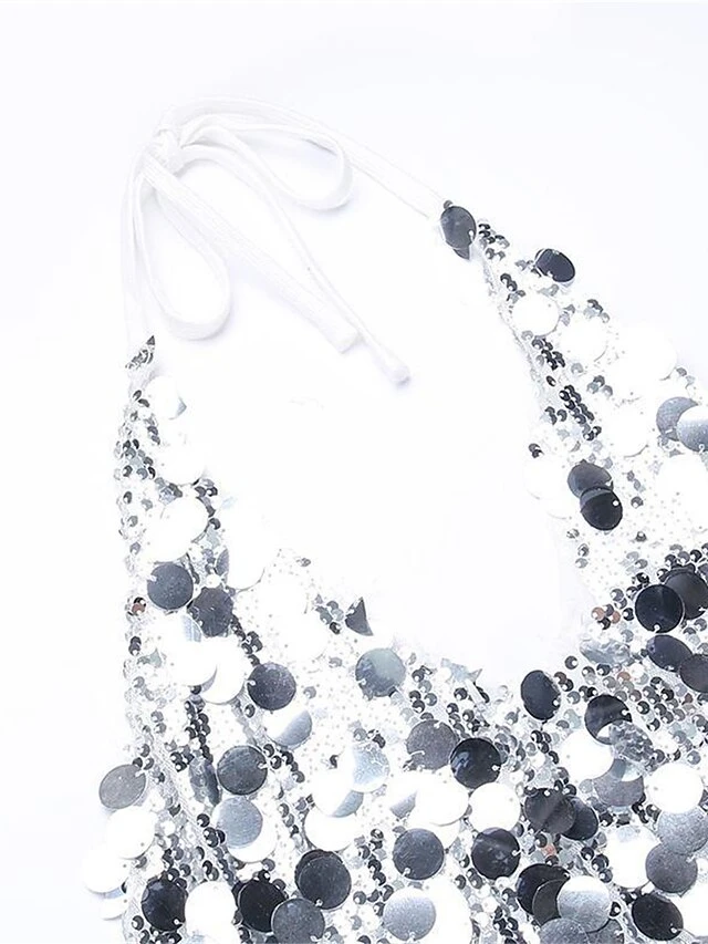 Women‘s Party Dress Sequin Dress Homecoming Dress Cocktail Dress Mini Dress Silver Sleeveless Pure Color Sparkly Glitter Sequins Spring Fall Winter Halter Neck Fashion Birthday Vacation 2023 S M L 14 Women‘s Party Dress Sequin Dress Homecoming Dress Cocktail Dress Mini Dress Silver Sleeveless Pure Color Sparkly Glitter Sequins Spring Fall Winter Halter Neck Fashion Birthday Vacation 2023 S M L - Image 12