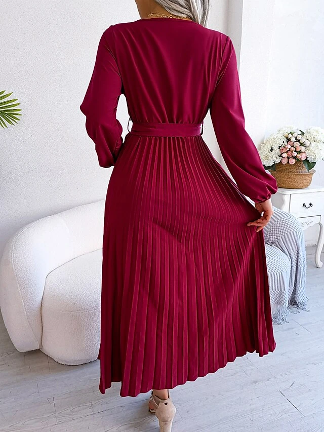 Women's Prom Dress Party Dress Sheath Dress Long Dress Maxi Dress Black Red Royal Blue Long Sleeve Pure Color Lace Up Fall Winter Autumn V Neck Fashion Evening Party Vacation 2023 S M L XL 7 Women's Prom Dress Party Dress Sheath Dress Long Dress Maxi Dress Black Red Royal Blue Long Sleeve Pure Color Lace Up Fall Winter Autumn V Neck Fashion Evening Party Vacation 2023 S M L XL - Image 5