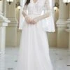 Women's Prom Dress Party Dress Lace Dress Long Dress Maxi Dress White Long Sleeve Pure Color Lace Summer Spring Fall V Neck Party Evening Party Wedding Guest Summer Dress 2023 S M L XL -Tesla Style epaslr1690857863328