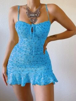 Women's Party Dress Sundress Strap Dress Mini Dress White Yellow Pink Sleeveless Floral Ruffle Summer Spring Cold Shoulder Stylish 2022 S M L XL XXL