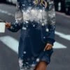 Women's Sweatshirt Dress Casual Dress Mini Dress Warm Fashion Outdoor Christmas Vacation Crew Neck Print Snowflake Regular Fit Navy Blue S M L XL XXL -Tesla Style etcien1697539067218