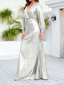 Women's Prom Dress Party Dress Wedding Guest Dress Long Dress Maxi Dress Silver Black Red Long Sleeve Pure Color Ruched Spring Fall Winter V Neck Fashion Winter Dress Wedding Guest Evening Party 2023 13 Women's Prom Dress Party Dress Wedding Guest Dress Long Dress Maxi Dress Silver Black Red Long Sleeve Pure Color Ruched Spring Fall Winter V Neck Fashion Winter Dress Wedding Guest Evening Party 2023 -Tesla Style etyfdi1695028821225