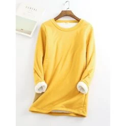 Women's Casual Dress Sweatshirt Dress Winter Dress Mini Dress Teddy Fleece Home Daily Going Out Basic Casual Crew Neck Long Sleeve Regular Fit Wine Red Big Red Black Color S M L XL XXL Size -Tesla Style ewdlie1630984634795