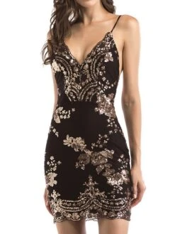 Women's Party Dress Casual Dress Sequin Dress Mini Dress Black White Yellow Sleeveless Floral Sequins Summer Spring V Neck Hot Party Halloween Vacation 2022 S M L XL