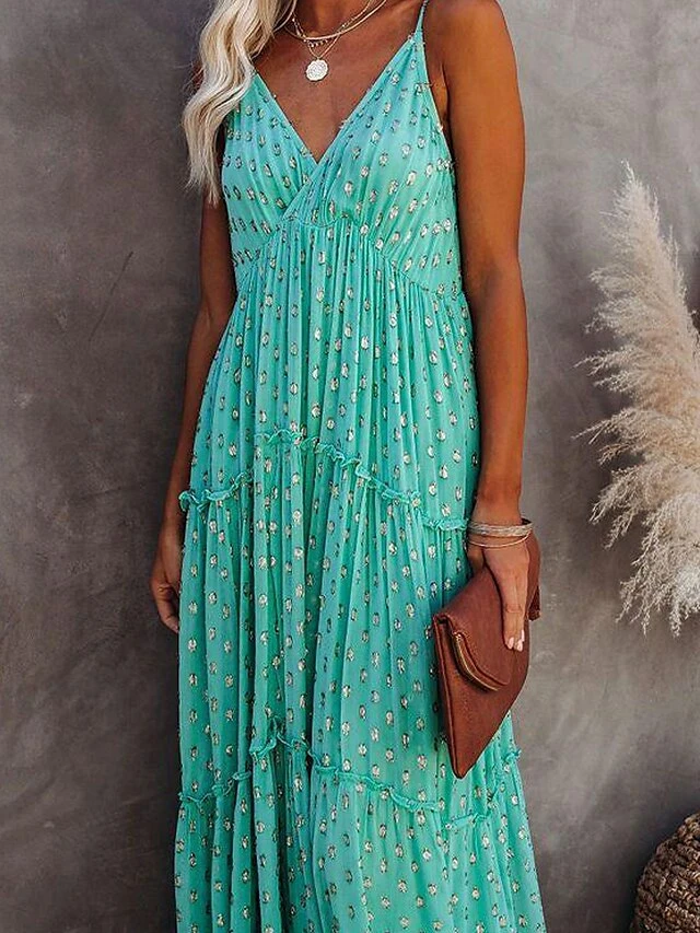 Women's Long Dress Maxi Dress Party Dress Casual Dress Sundress Polka Dot Fashion Streetwear Outdoor Daily Holiday Ruched Backless Sleeveless Strap Dress Slim Green Summer Spring S M L XL XXL 4 Women's Long Dress Maxi Dress Party Dress Casual Dress Sundress Polka Dot Fashion Streetwear Outdoor Daily Holiday Ruched Backless Sleeveless Strap Dress Slim Green Summer Spring S M L XL XXL - Image 2