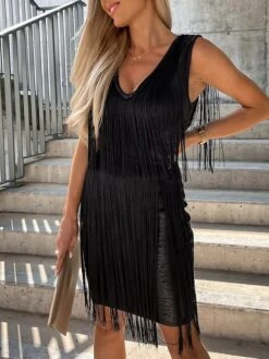 Women's Party Dress Fringe Dress Homecoming Dress Mini Dress Silver Black Gold Sleeveless Pure Color Tassel Fringe Fall Winter Autumn Spaghetti Strap Fashion Vacation 2023 S M L XL 16 Women's Party Dress Fringe Dress Homecoming Dress Mini Dress Silver Black Gold Sleeveless Pure Color Tassel Fringe Fall Winter Autumn Spaghetti Strap Fashion Vacation 2023 S M L XL -Tesla Style ezqnay1694166362443