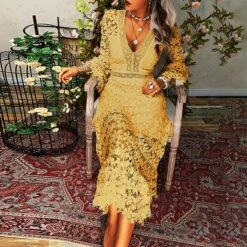 Women's Party Dress Lace Dress Homecoming Dress Long Dress Maxi Dress White Yellow Pink Long Sleeve Pure Color Lace Summer Spring Fall Deep V Fashion Winter Dress Birthday Wedding Guest 2022 S M L XL 19 Women's Party Dress Lace Dress Homecoming Dress Long Dress Maxi Dress White Yellow Pink Long Sleeve Pure Color Lace Summer Spring Fall Deep V Fashion Winter Dress Birthday Wedding Guest 2022 S M L XL -Tesla Style farjjm1632719189408