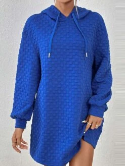 Women's Casual Dress Hoodie Dress Shift Dress Mini Dress Patchwork Daily Date Vacation Active Fashion Hooded Long Sleeve 2023 Loose Fit Blue Color S M L XL XXL Size