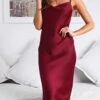 Women's Party Dress Satin Dress Emerald Green Dress Midi Dress Black Wine Gold Sleeveless Pure Color Backless Summer Spring Spaghetti Strap Stylish 2023 S M L XL -Tesla Style fbbvxe1649668981364